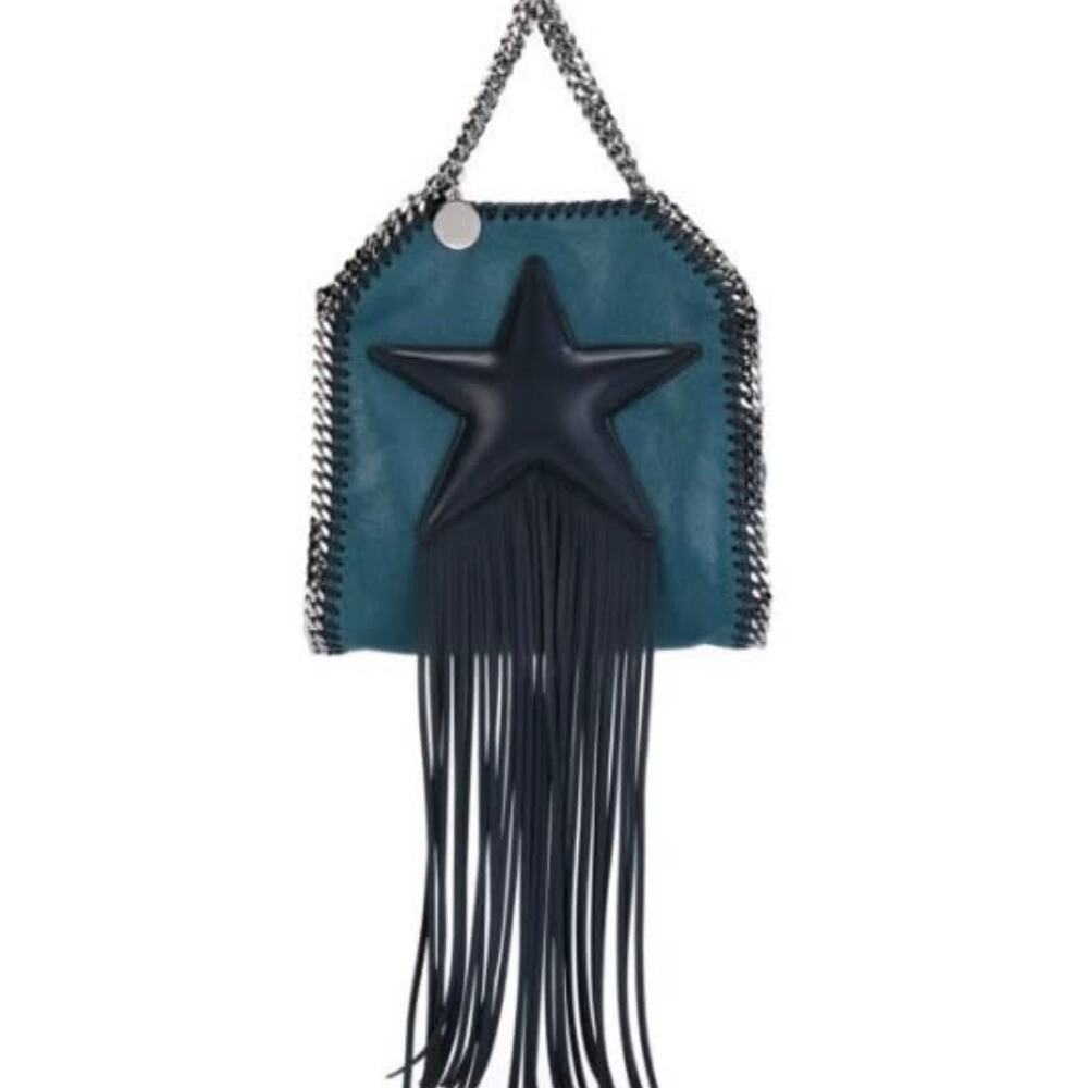 Stella McCartney Teal and Black Star Fringe Crossbody Bag